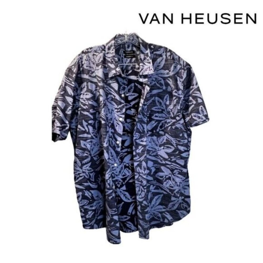 Van Heusen Mens 100% Cotton Classic Fit Short Sleeve Button-Down Shirt‎